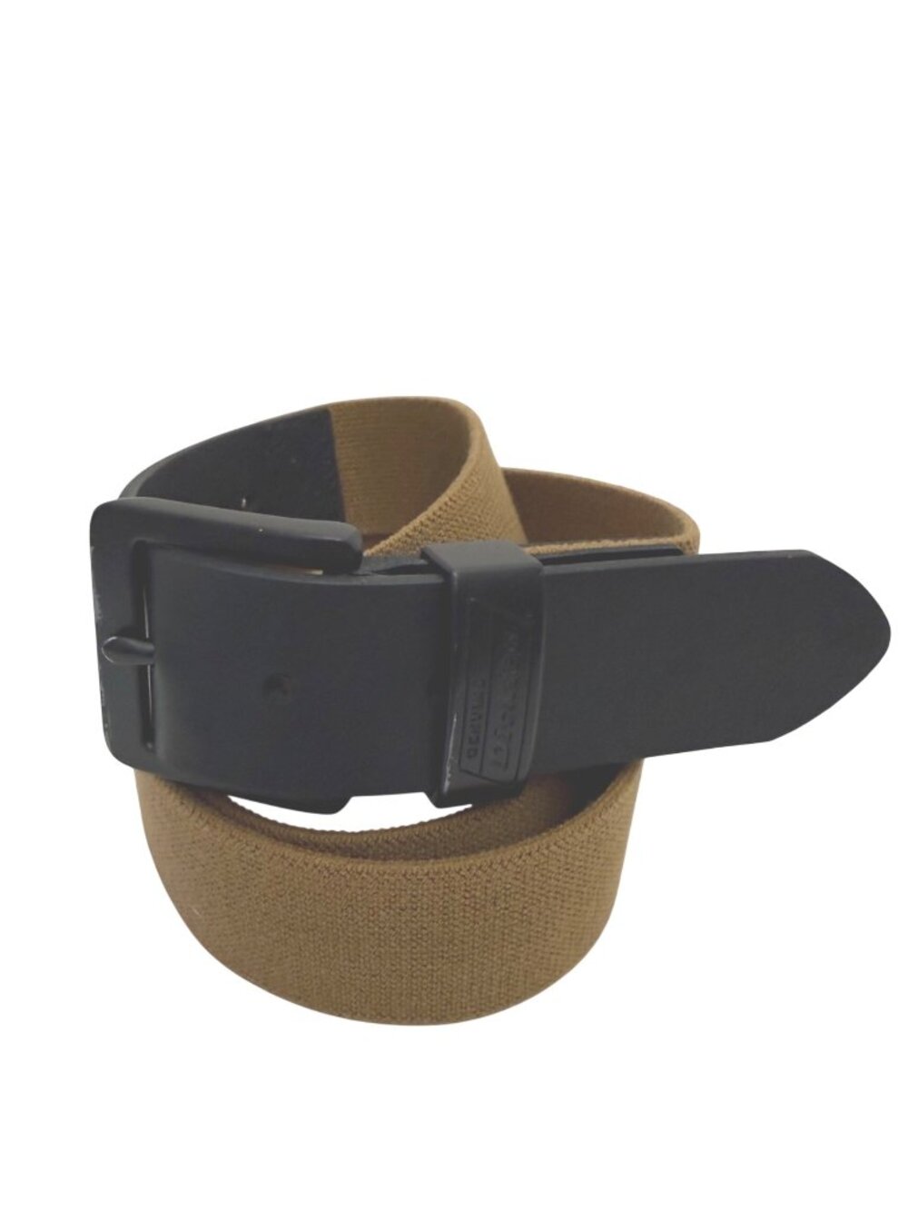Dickies Mens Belt 44/110 Leather Trim Black Buckle Brown Canvas